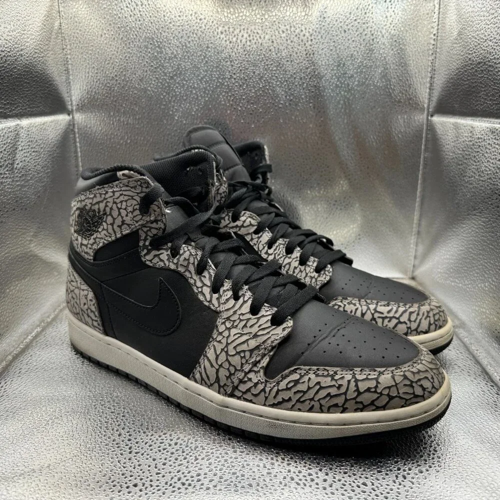 Size 13 Air Jordan 1 Retro High‎ Black Elephant Men's Sneaker Shoes 839115-013